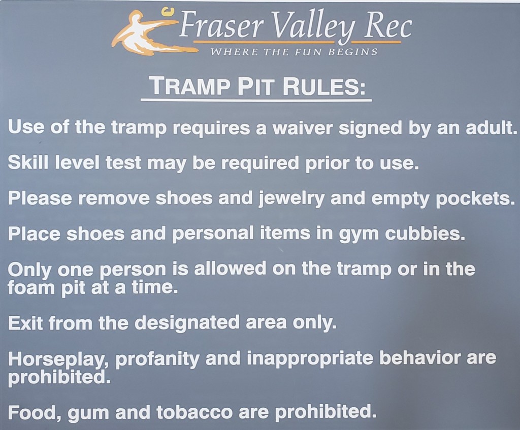 Pit Rules. require signed waiver. may require skill test. remove shoes and jewelry. items go in cubby. 
